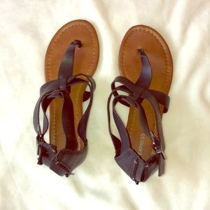 Express gladiator sandals black pleather size 7